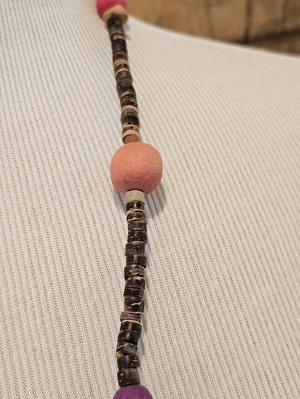 Handcrafted Multi-color Wood Bead Necklace - Picture 4 of 7